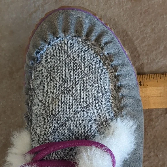 Sorel Out N About women's faux fur lined gray suede winter moccasins size 7 - Picture 11 of 12